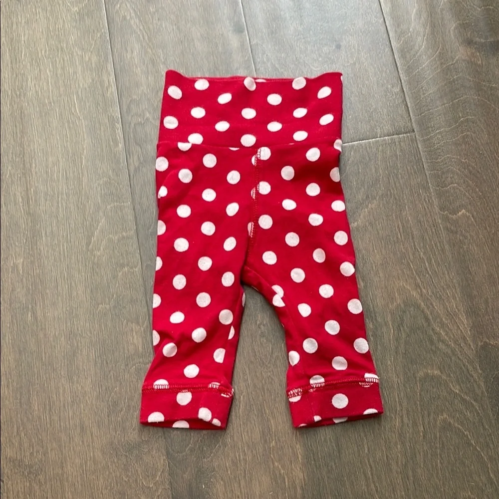 H&M Disney Baby 1-2M White Minnie Mouse Onesie and Red Polka Dot Leggings
